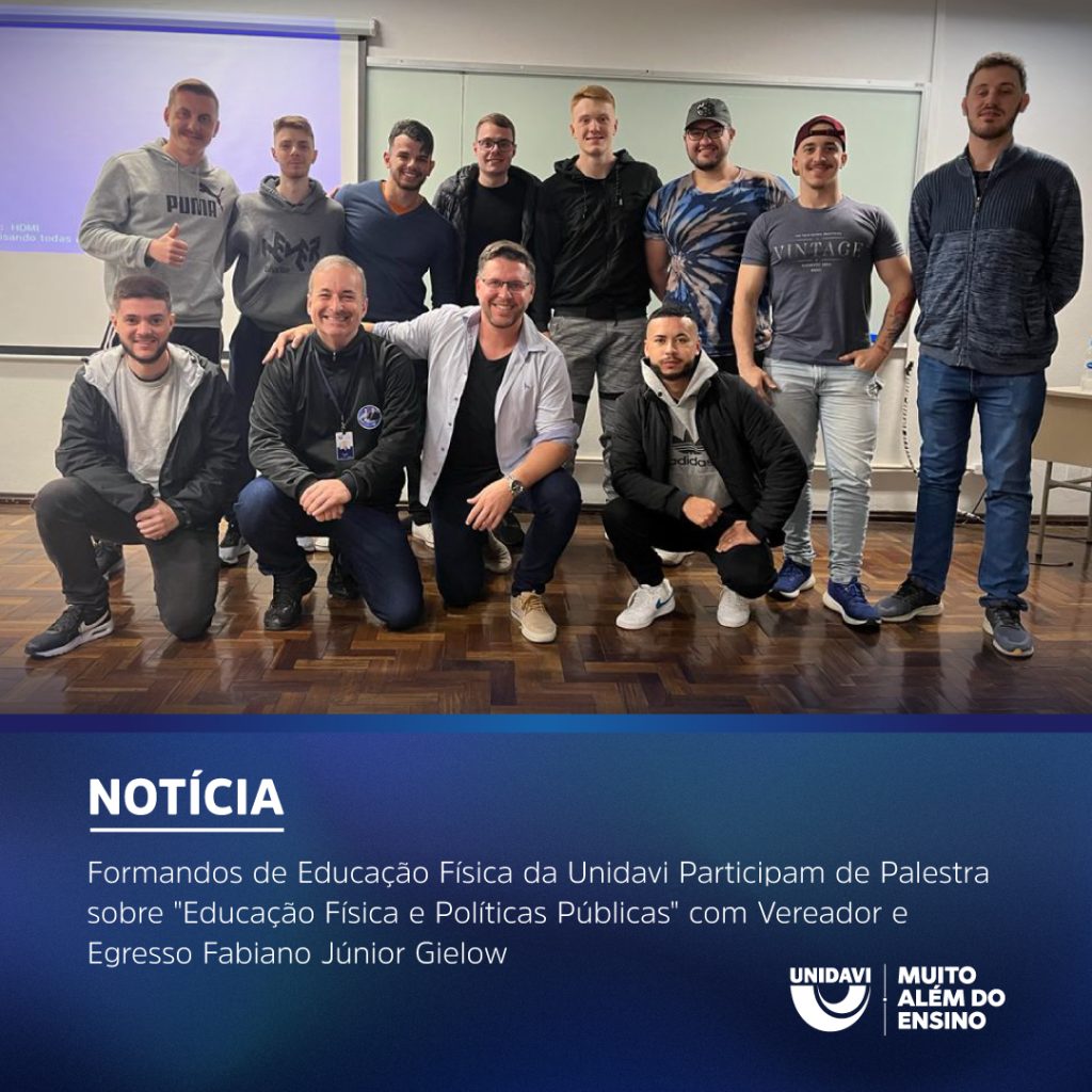 Formandos de Educação Física da Unidavi Participam da Palestra “Educação Física e Políticas Públicas” com Vereador e Egresso Fabiano Júnior Gielow