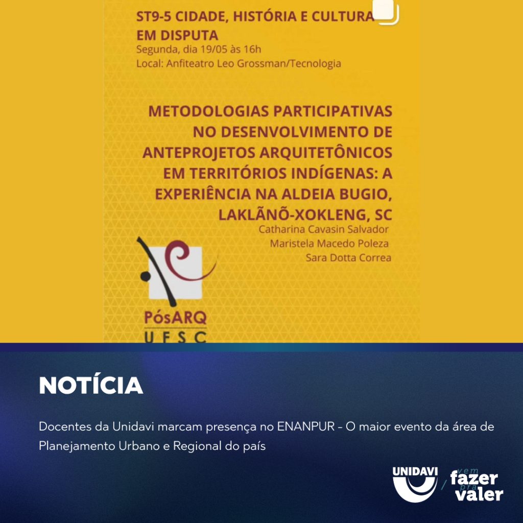 Docentes da Unidavi marcam presença no ENANPUR- O maior evento da área de Planejamento Urbano e Regional do país