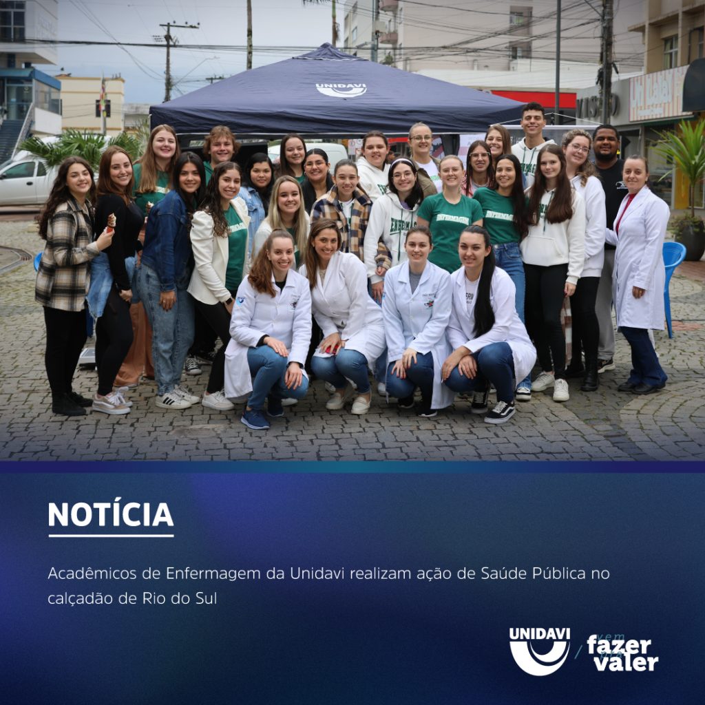 Acadêmicos de Enfermagem da Unidavi Realizam Ação de Saúde Pública no Calçadão de Rio do Sul