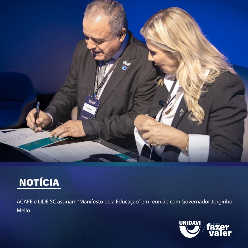 ACAFE e LIDE SC assinam “Manifesto pela Educação” em reunião com Governador Jorginho Mello