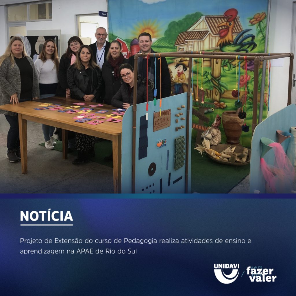 Projeto de Extensão do curso de Pedagogia realiza atividades de ensino e aprendizagem na APAE de Rio do Sul