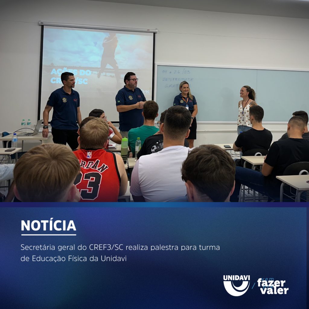 Secretária geral do CREF3/SC realiza palestra para turma de Educação Física da Unidavi