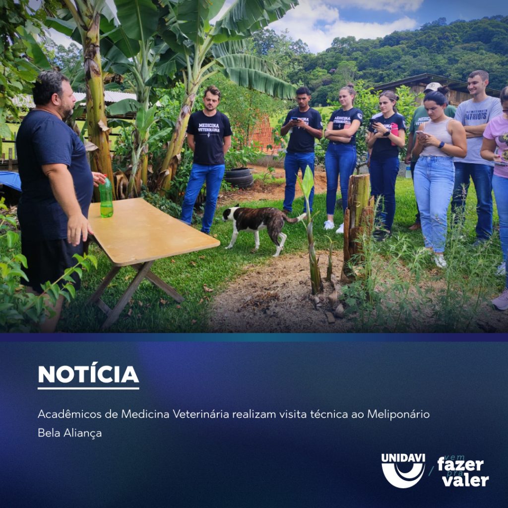 Acadêmicos de Medicina Veterinária realizam visita técnica ao Meliponário Bela Aliança