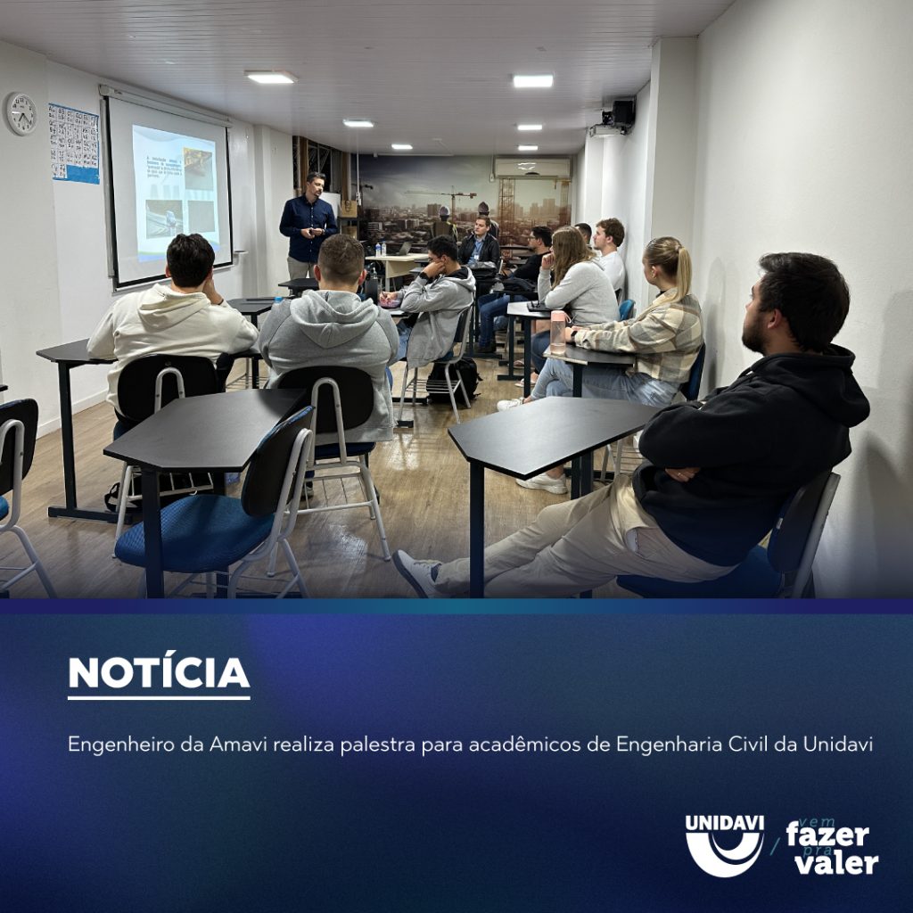Engenheiro da Amavi realiza palestra para acadêmicos de Engenharia Civil da Unidavi