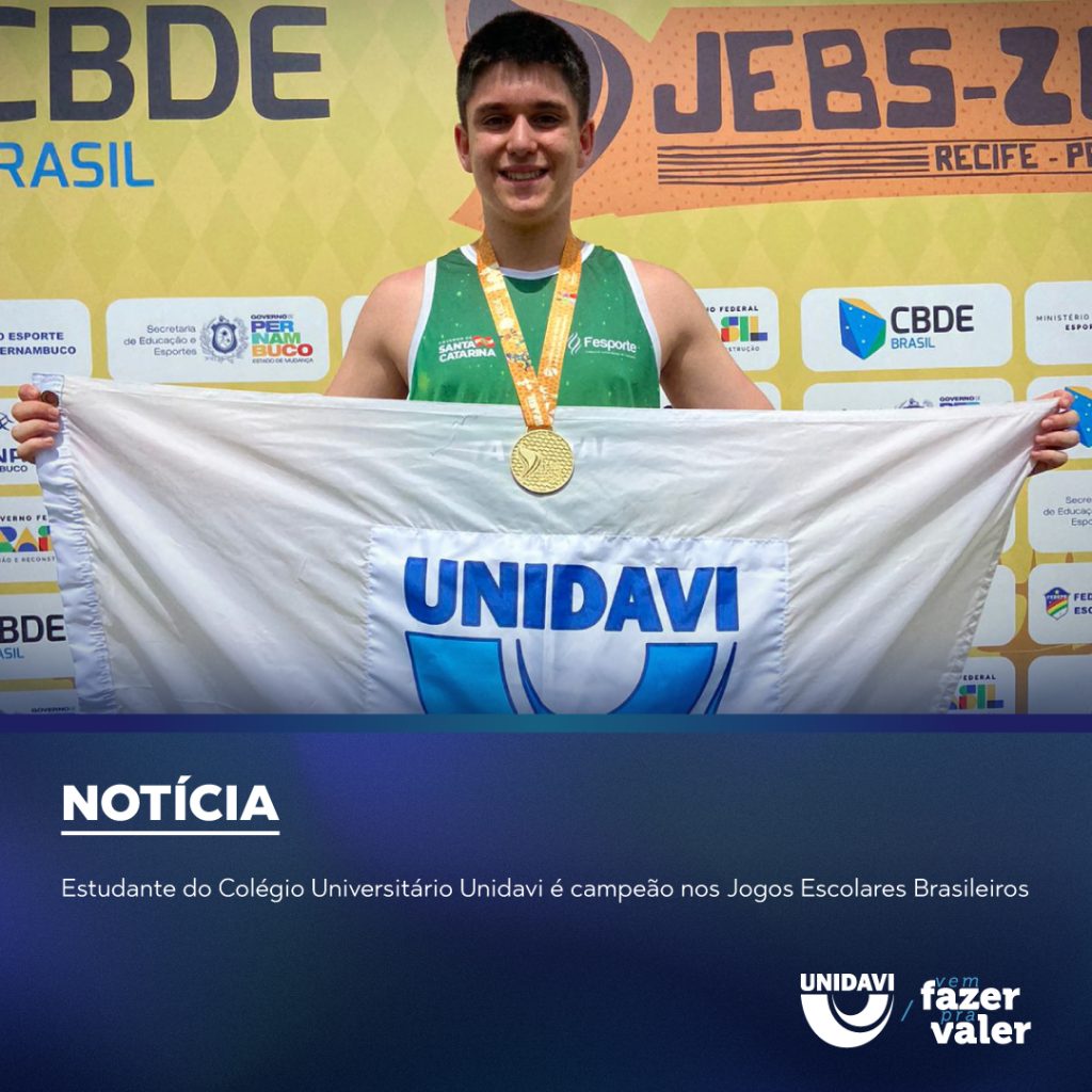 Estudante do Colégio Universitário Unidavi é campeão nos Jogos Escolares Brasileiros