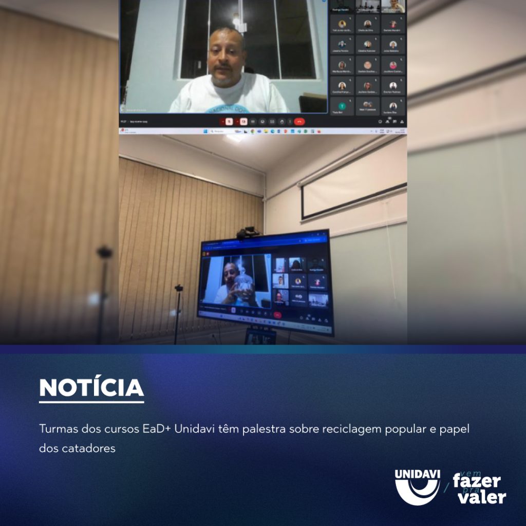Turmas dos cursos Ead+ Unidavi têm palestra sobre reciclagem popular e papel dos catadores