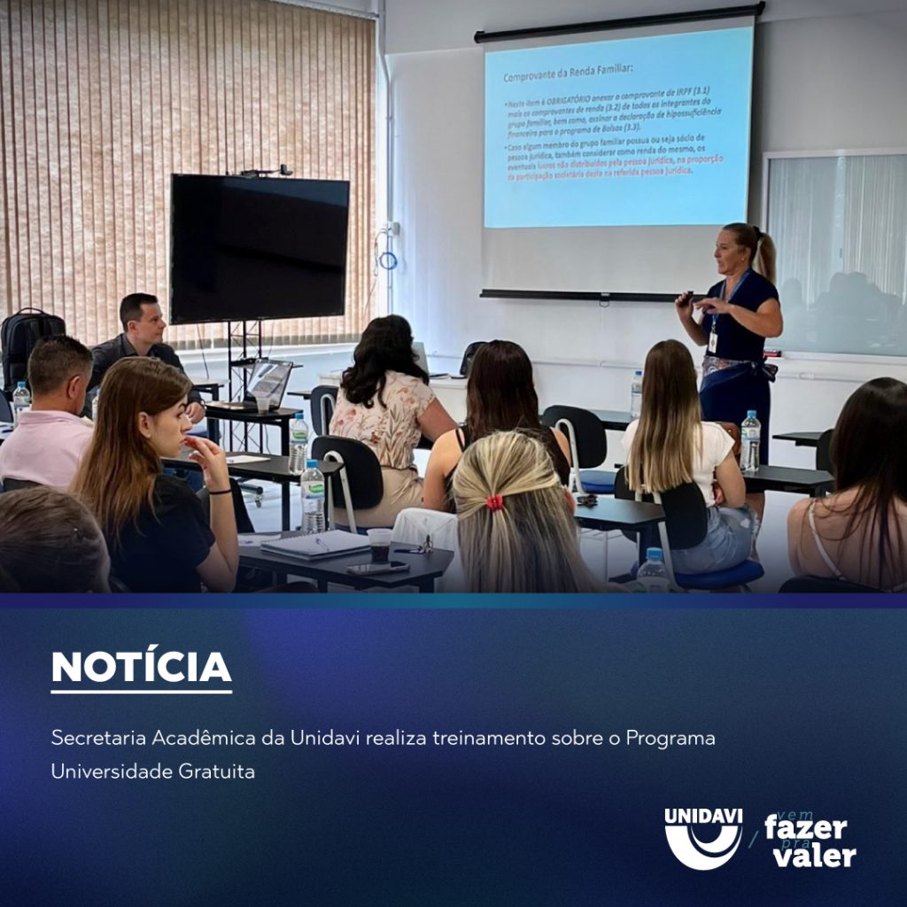 Secretaria Acadêmica da Unidavi realiza treinamento sobre o Programa Universidade Gratuita