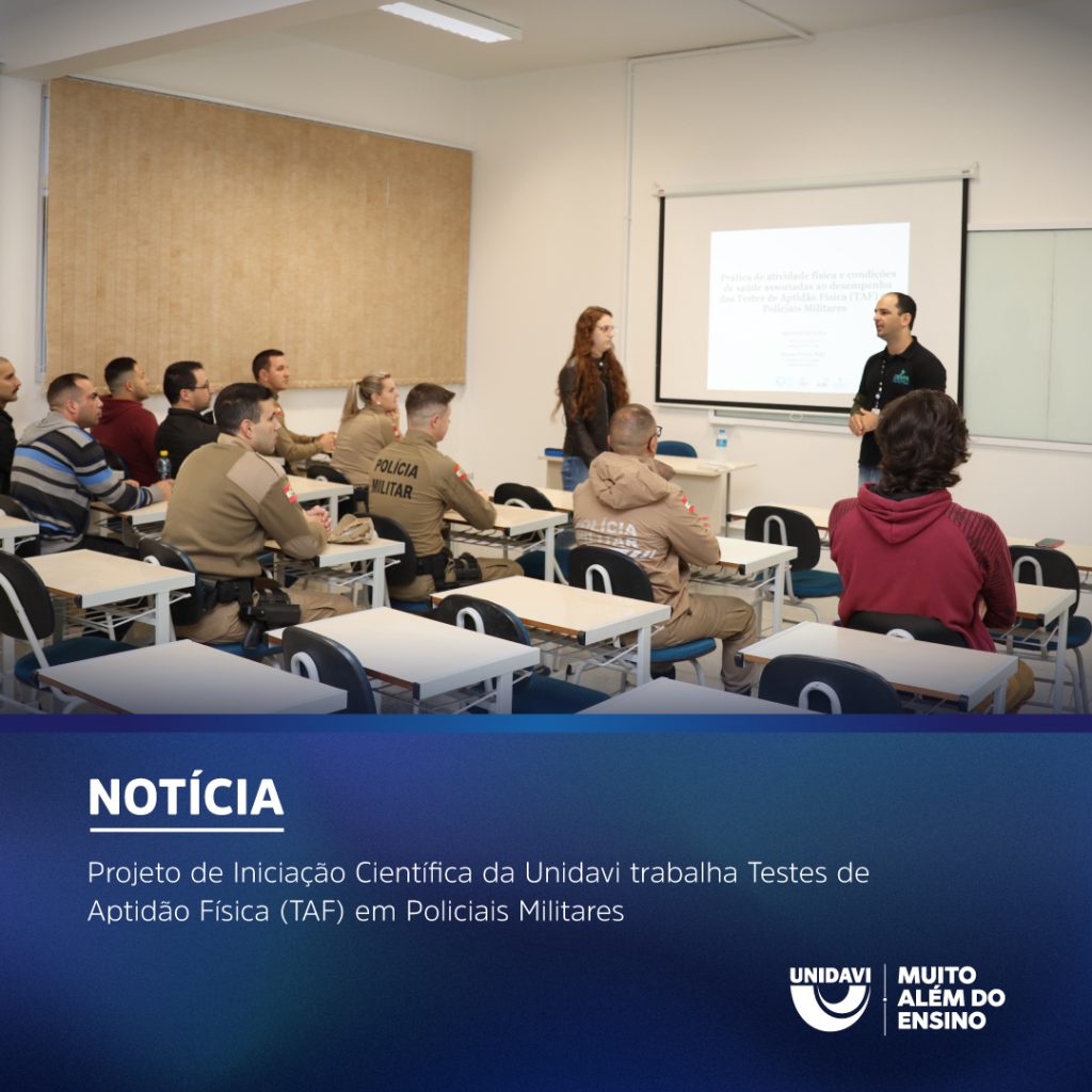 Projeto de Iniciação Científica da Unidavi trabalha Testes de Aptidão Física (TAF) em Policiais Militares