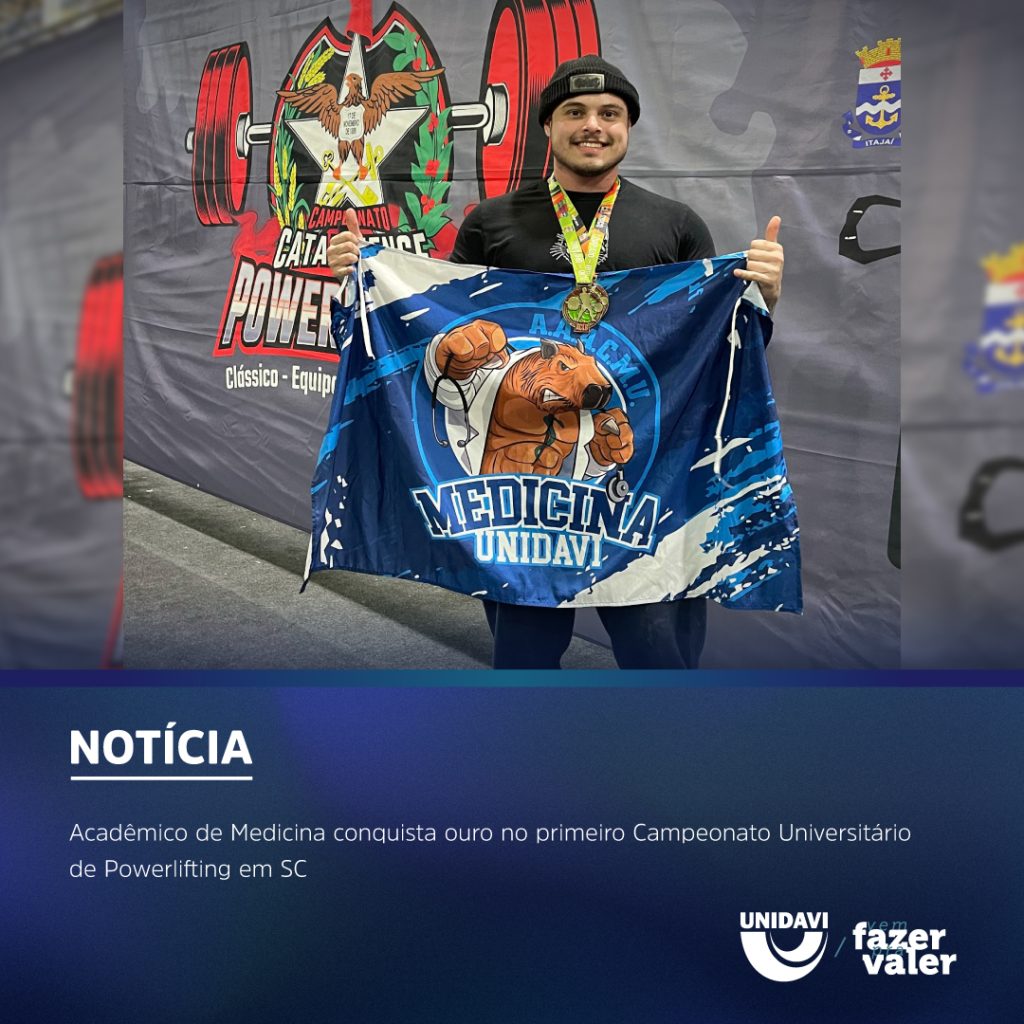 Acadêmico de Medicina conquista ouro no primeiro Campeonato Universitário de Powerlifting em SC