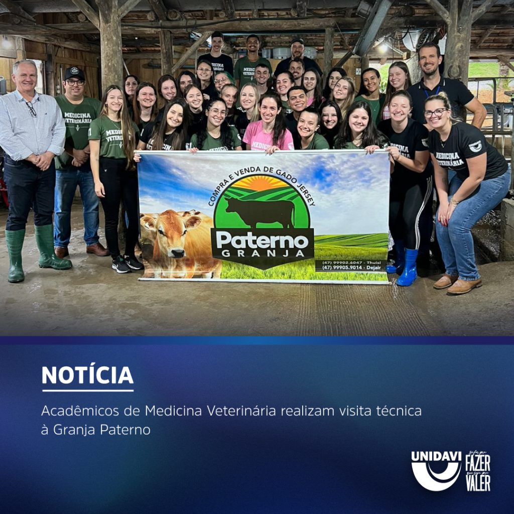 Acadêmicos de Medicina Veterinária realizam visita técnica à Granja Paterno