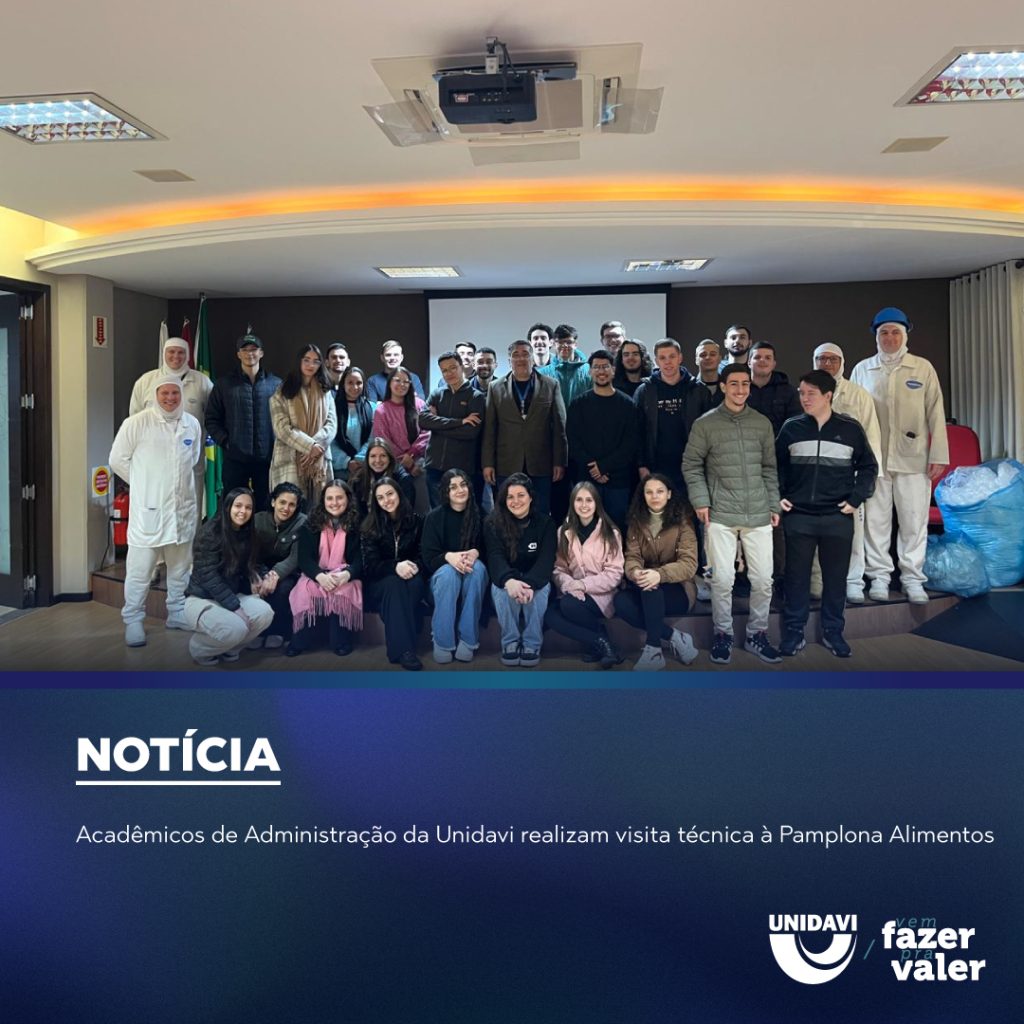 Acadêmicos de Administração da Unidavi realizam visita técnica à Pamplona Alimentos