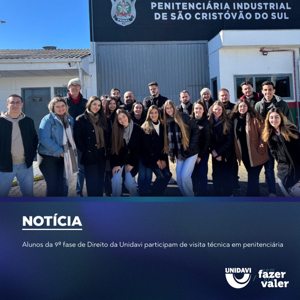 Alunos da 9ª fase de Direito da Unidavi participam de visita técnica em penitenciária