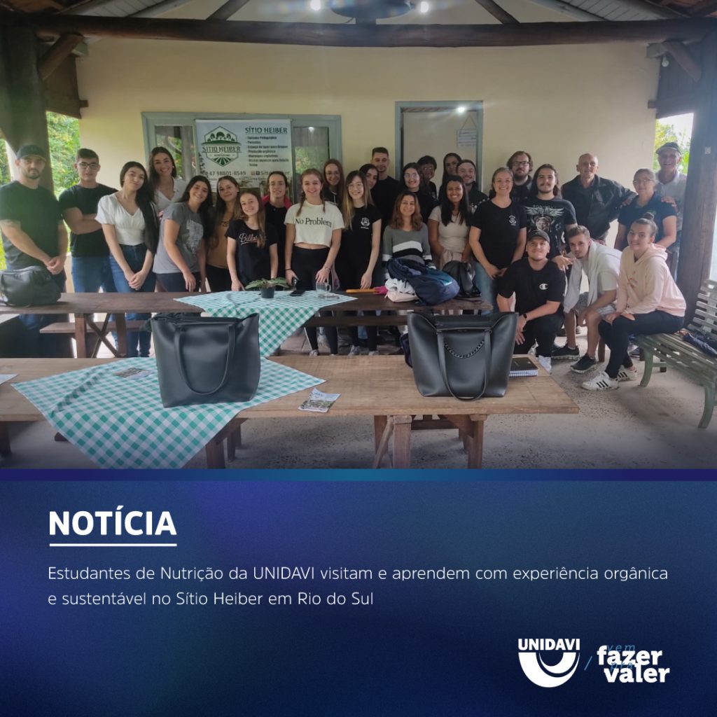 Estudantes de Nutrição da UNIDAVI visitam e aprendem com experiência orgânica e sustentável no Sítio Heiber em Rio do Sul