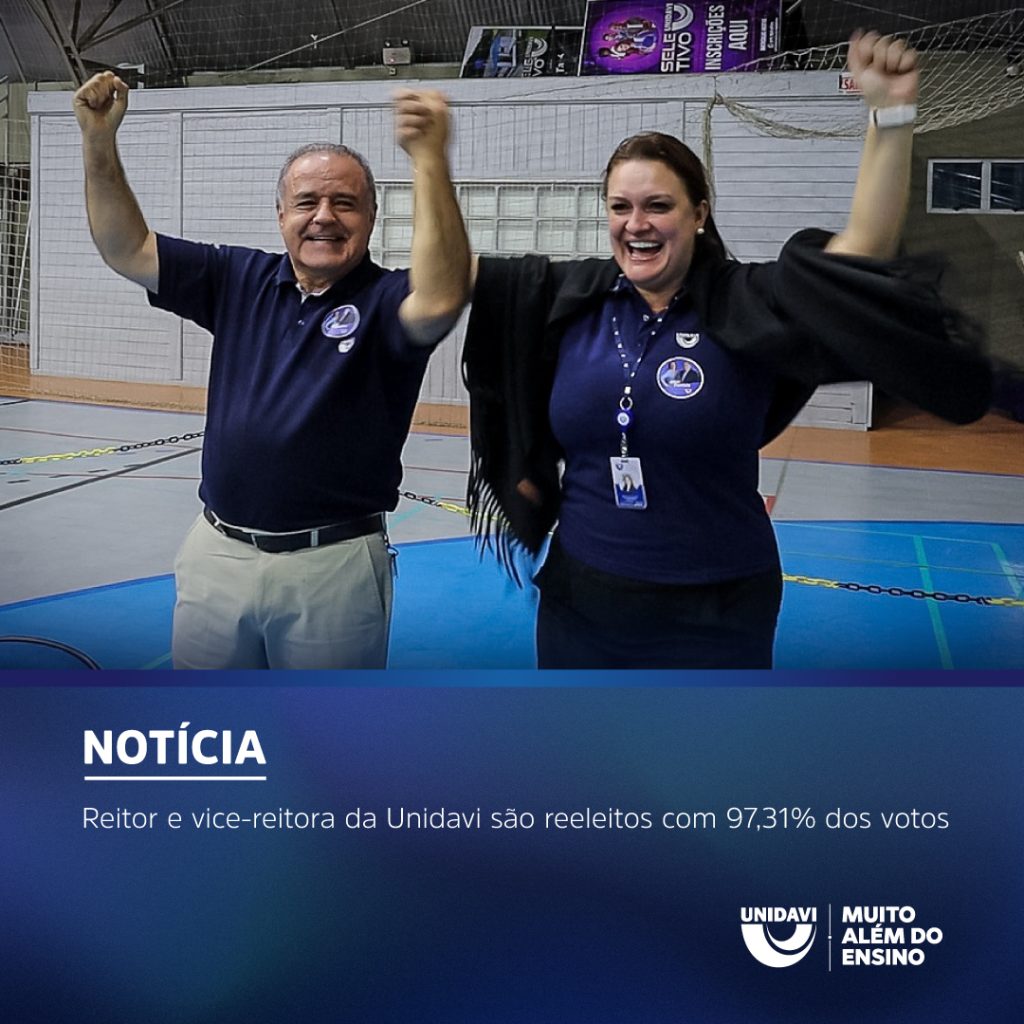 Reitor e vice-reitora da Unidavi são reeleitos com 97,31% dos votos