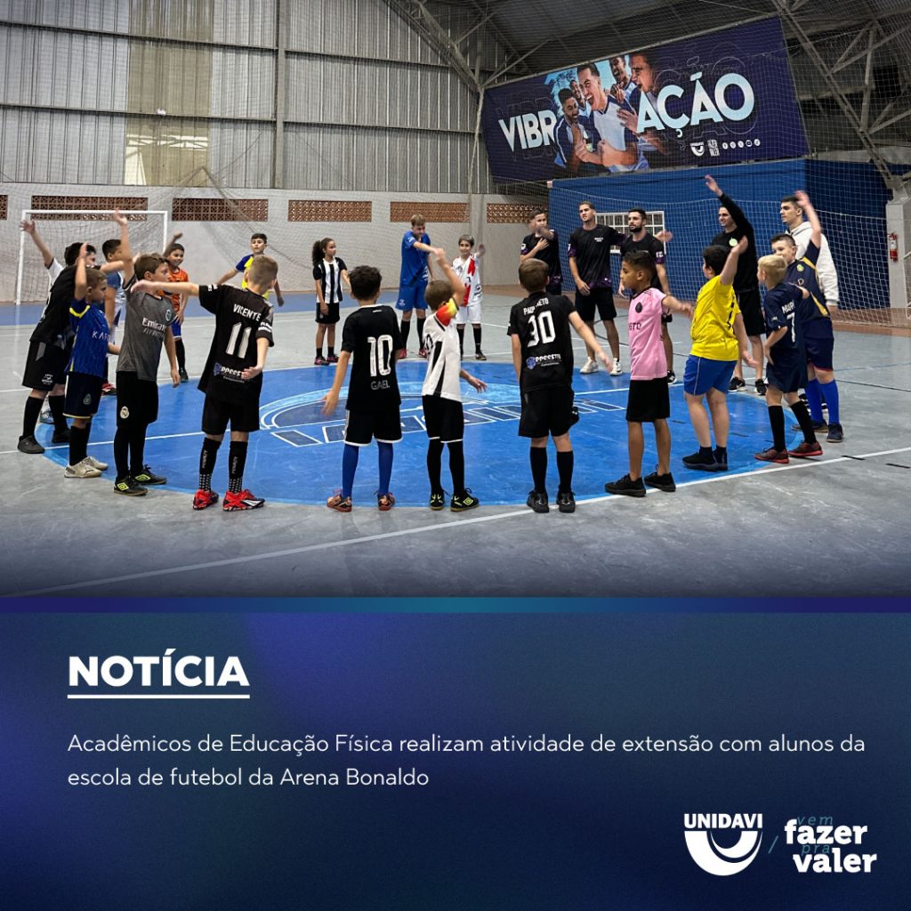 Acadêmicos de Educação Física realizam atividade de extensão com alunos da escola de futebol da Arena Bonaldo