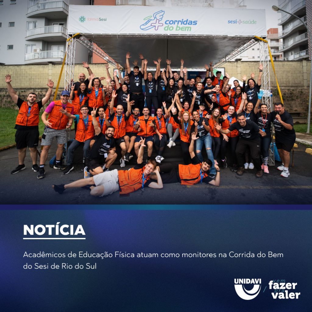 Acadêmicos de Educação Física atuam como monitores na Corrida do Bem do Sesi de Rio do Sul