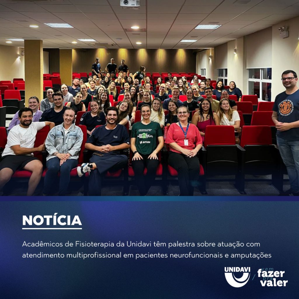 Acadêmicos de Fisioterapia da Unidavi têm palestra sobre atuação com atendimento multiprofissional em pacientes neurofuncionais e amputações
