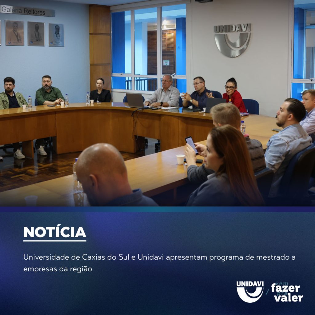 Universidade de Caxias do Sul e Unidavi apresentam programa de mestrado a empresas da região