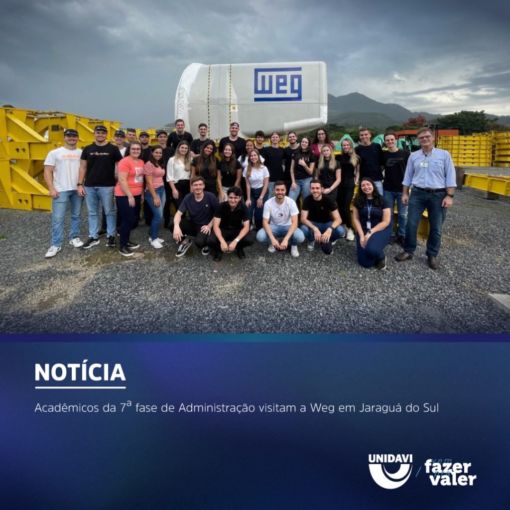 Acadêmicos da 7ª fase de Administração visitam a Weg em Jaraguá do Sul