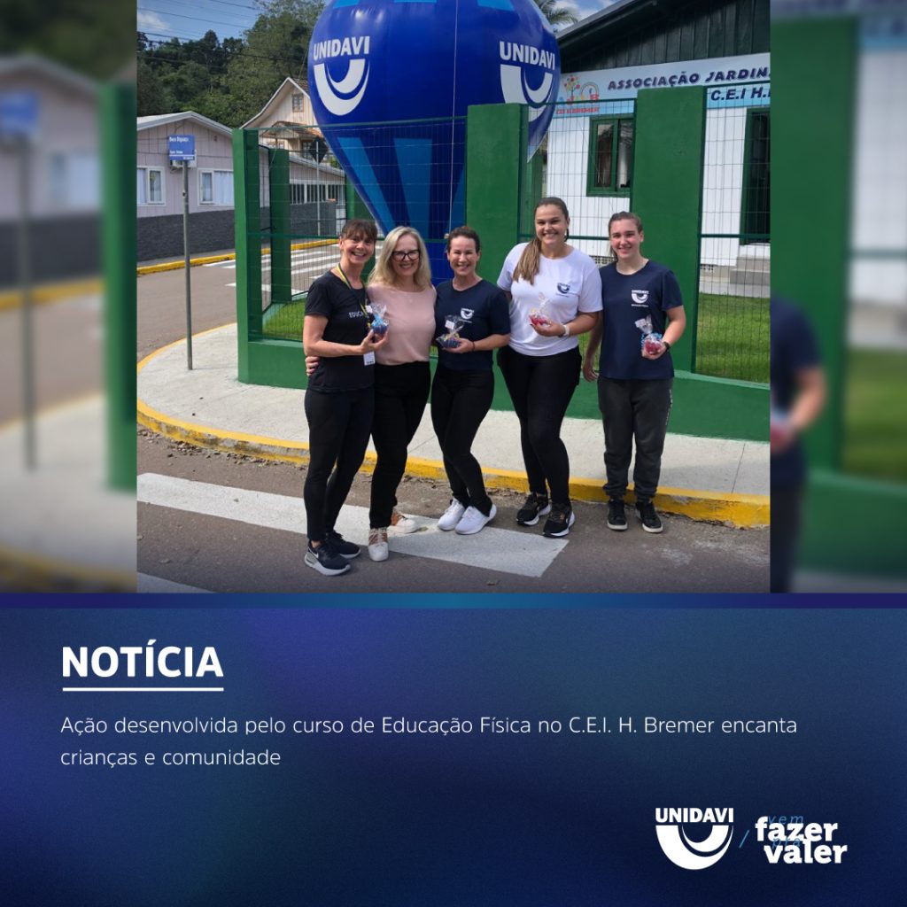Ação desenvolvida pelo curso de Educação Física no C.E.I. H. Bremer encanta crianças e comunidade