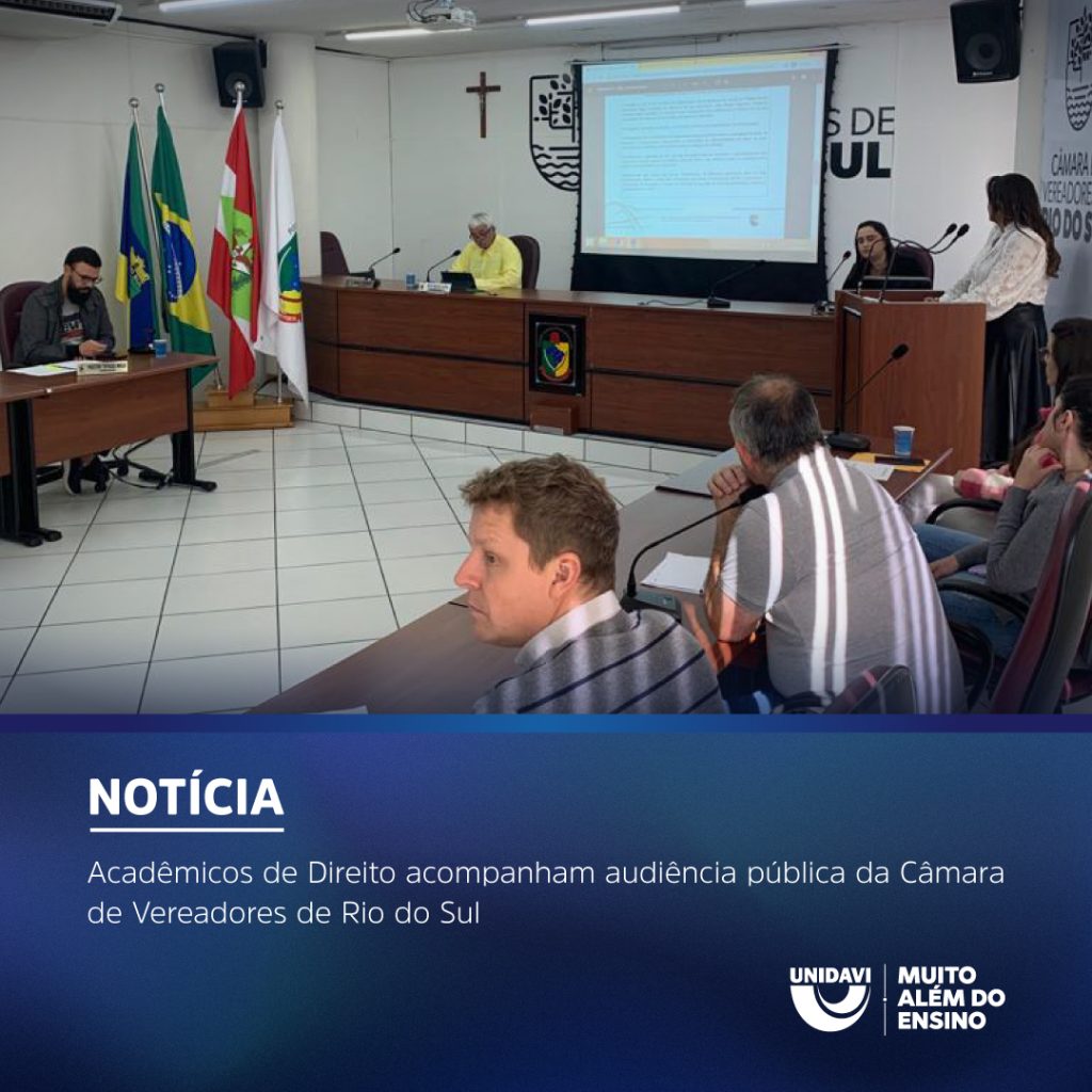 Acadêmicos de Direito acompanham audiência pública da Câmara de Vereadores de Rio do Sul