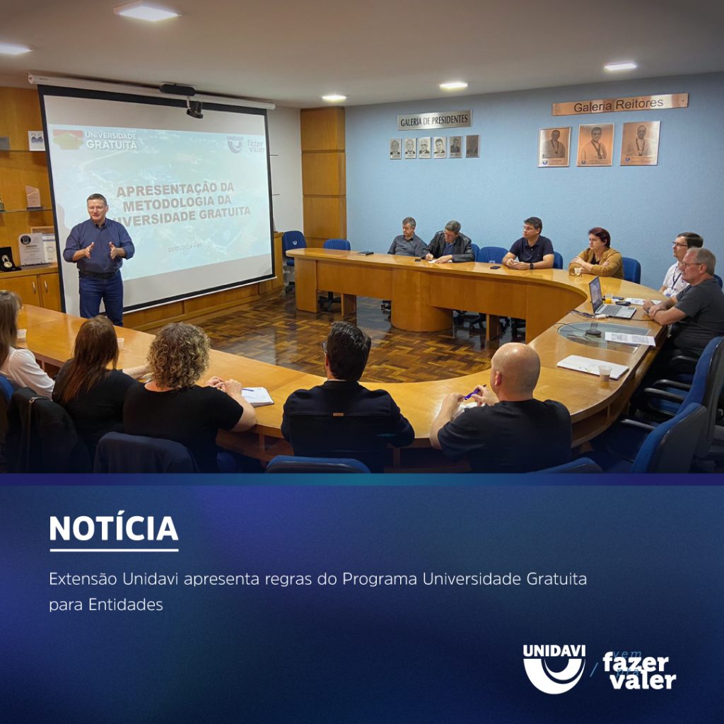 Extensão Unidavi apresenta regras do Programa Universidade Gratuita para Entidades