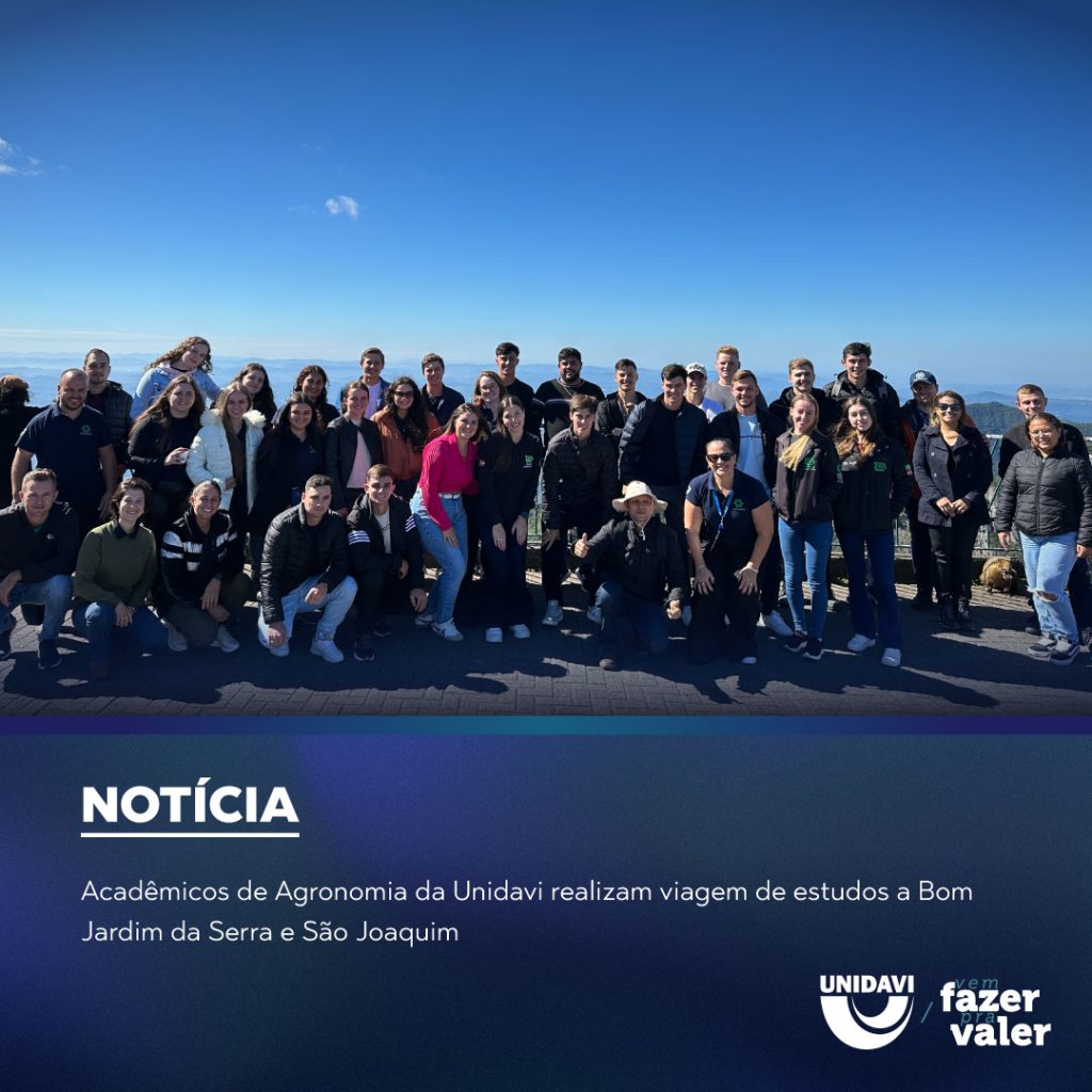 Acadêmicos de Agronomia da Unidavi realizam viagem de estudos a Bom Jardim da Serra e São Joaquim