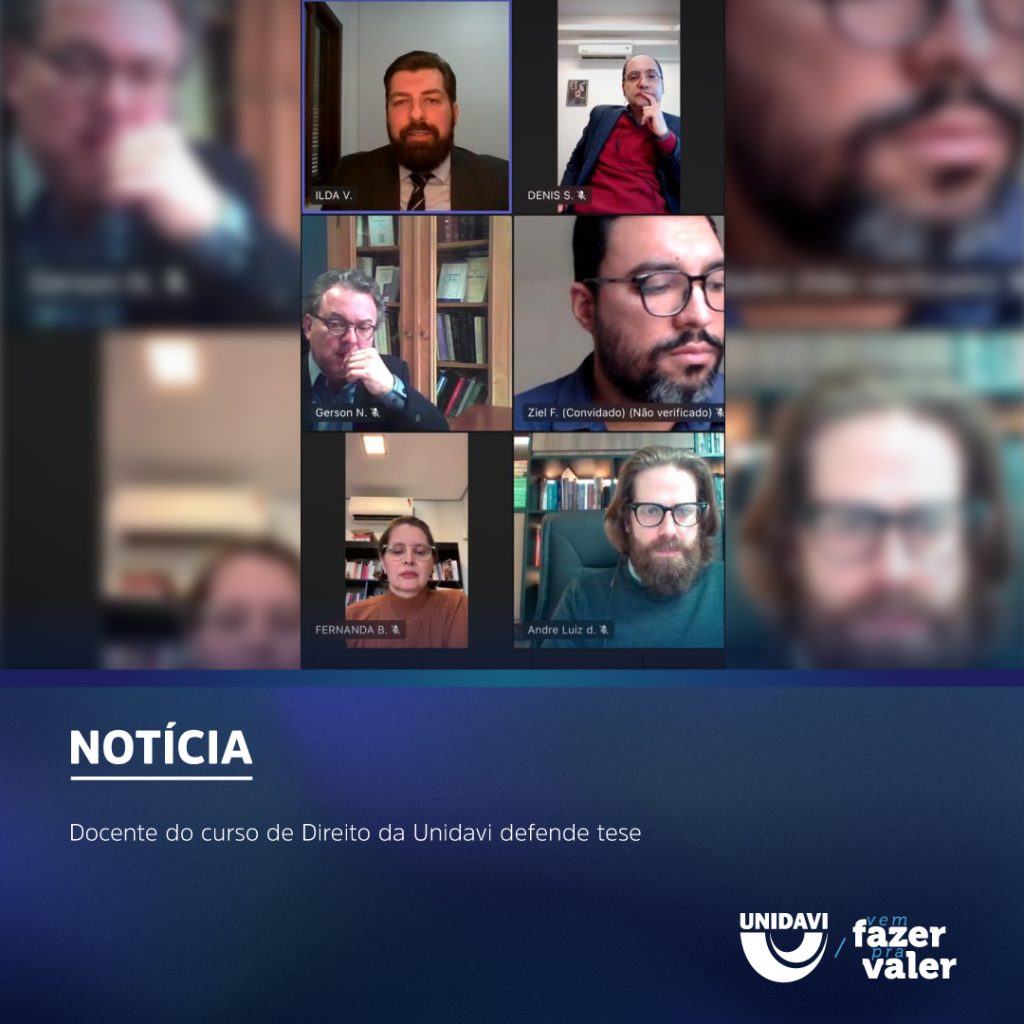 Docente do curso de Direito da Unidavi defende tese