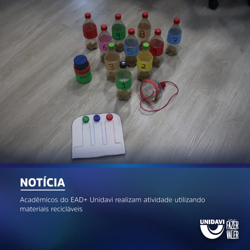 Acadêmicos do EAD+ Unidavi realizam atividade utilizando materiais recicláveis
