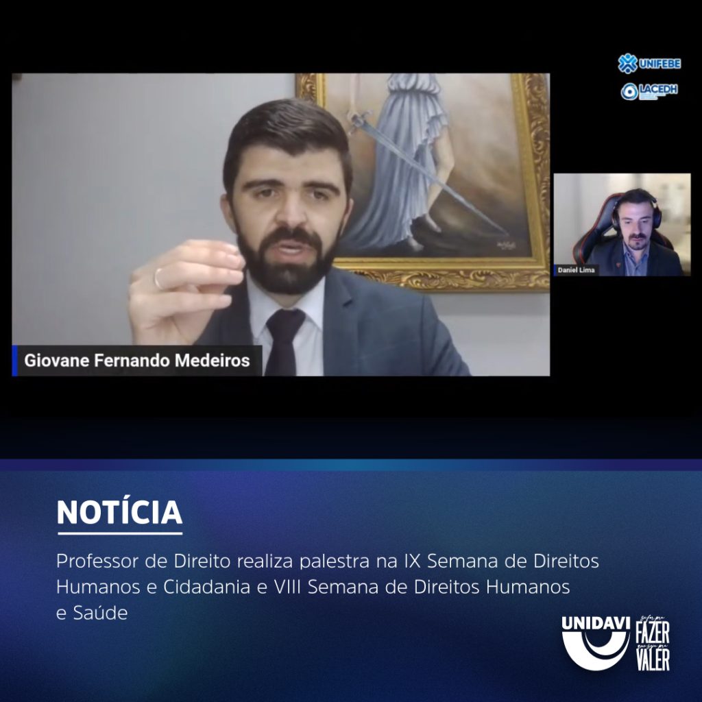 Professor de Direito realiza palestra na IX Semana de Direitos Humanos e Cidadania e VIII Semana de Direitos Humanos e Saúde