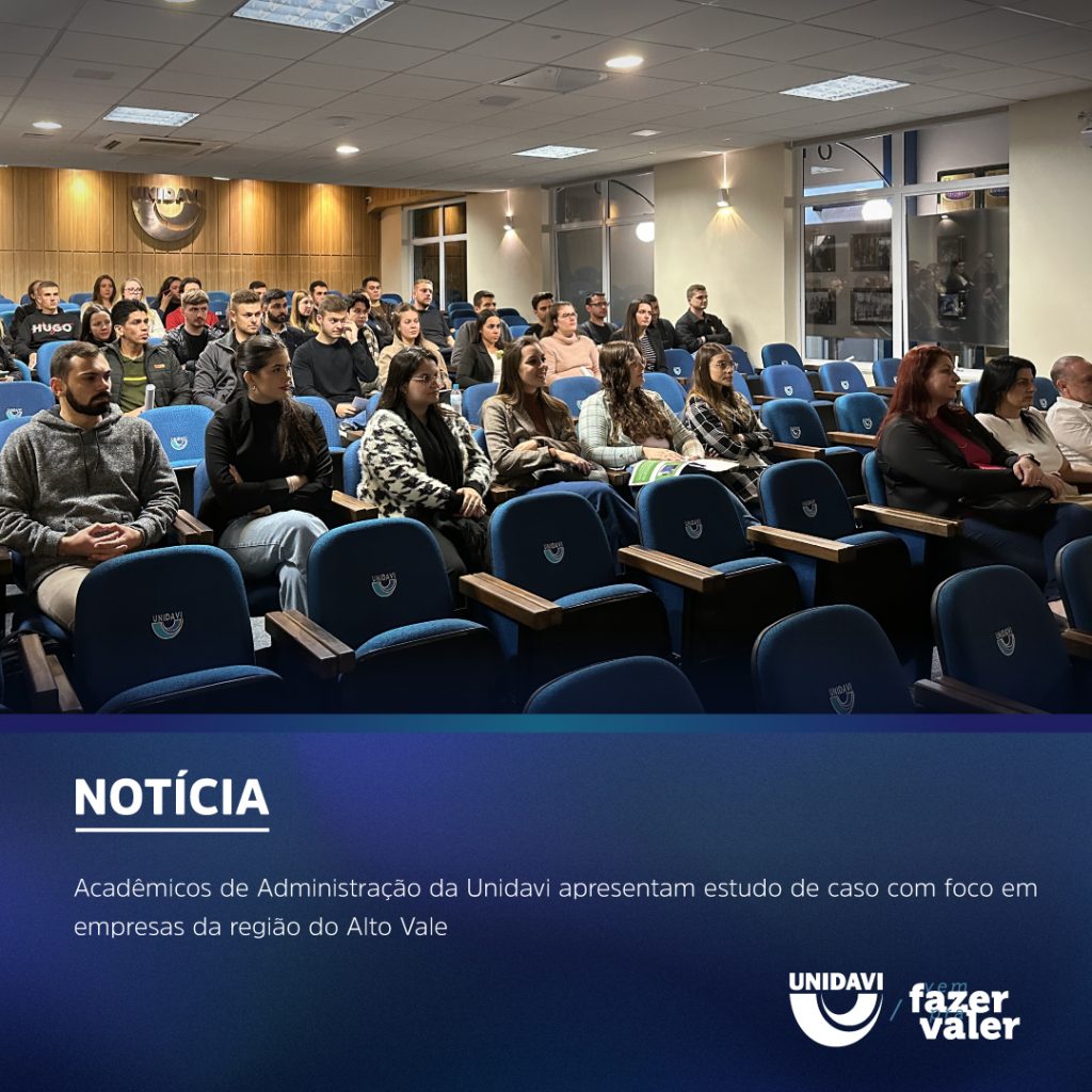 Acadêmicos de Administração da Unidavi apresentam estudo de caso com foco em empresas da região do Alto Vale