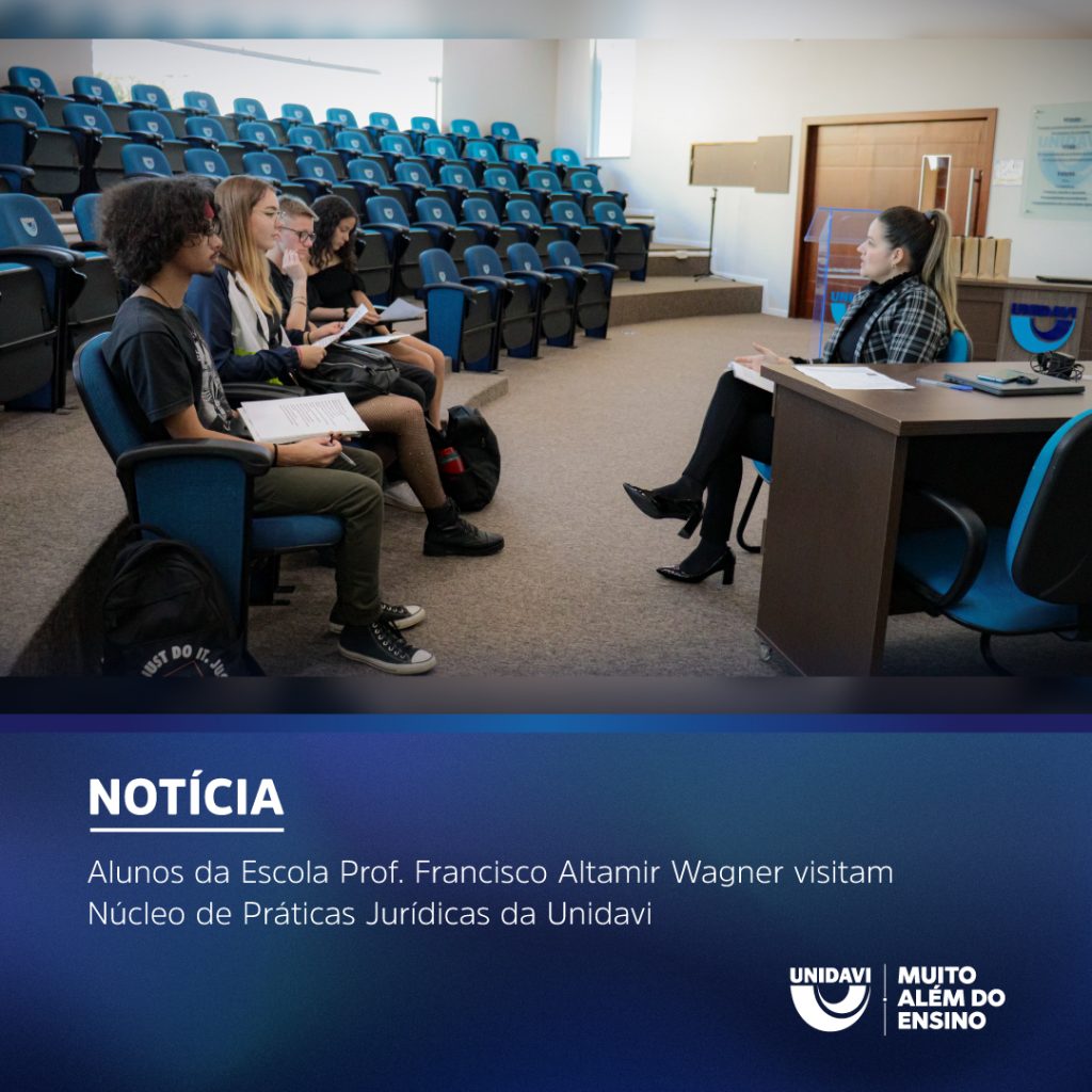 Alunos da Escola Prof. Francisco Altamir Wagner visitam Núcleo de Práticas Jurídicas da Unidavi