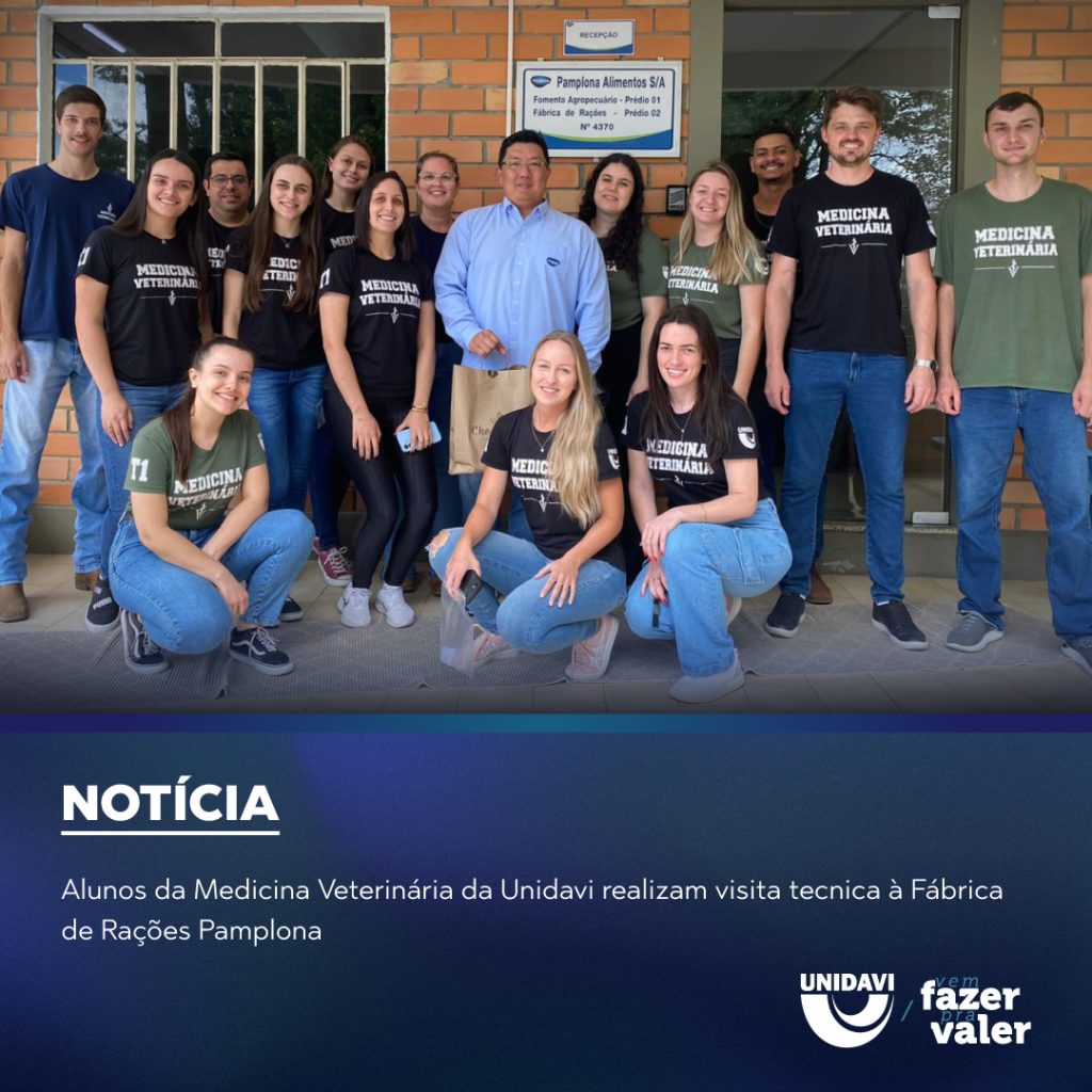 Alunos da Medicina Veterinária da Unidavi realizam visita tecnica à Fábrica de Rações Pamplona