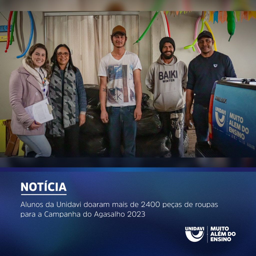 Alunos da Unidavi doaram mais de 2400 peças de roupas para a Campanha do Agasalho 2023