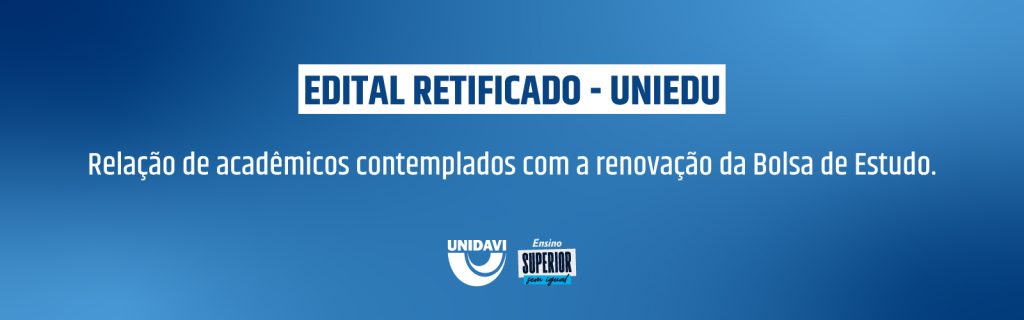 Edital retificado | Bolsa UNIEDU 1.2026